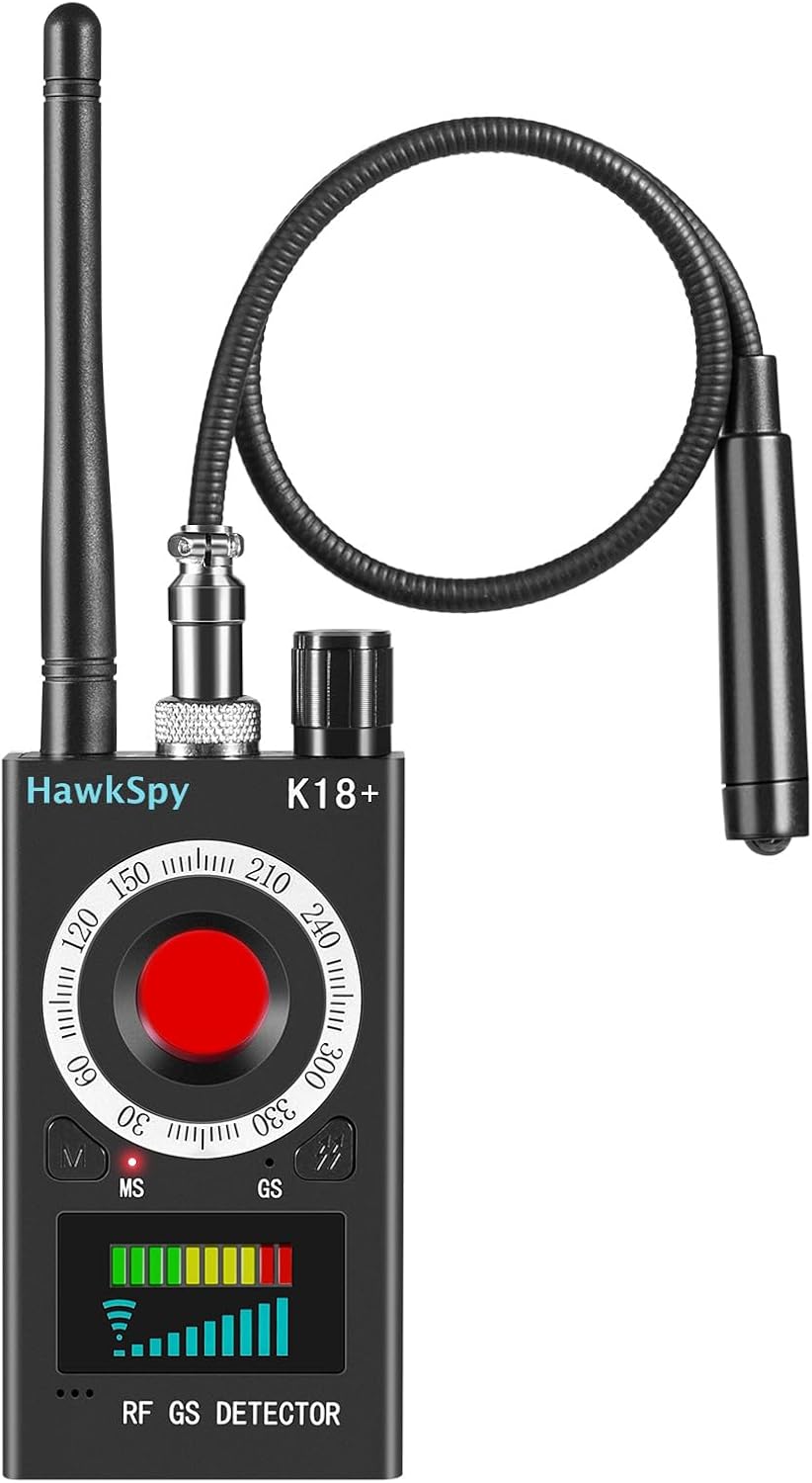K18 Hidden Camera Detectors Bug & GPS Tracker Scanner Spy Camera Finder for Hidden Devices Listening Device Scanner with Sound & Vibration Alarm Portable Privacy Protectionn(Silver)