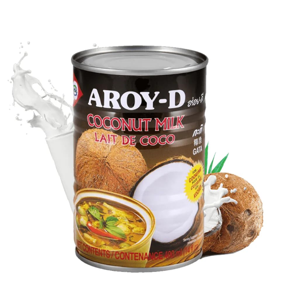 YIJIA | Aroy-D - Leche de Coco para cocinar - Extracto de Coco para Postres - 400 ml (6 Latas)