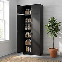 Vista 7 de BESFUR Gabinete de almacenamiento de metal, armario grande de almacenamiento de garaje de 87 pulgadas de alto con estantes ajustables y puertas