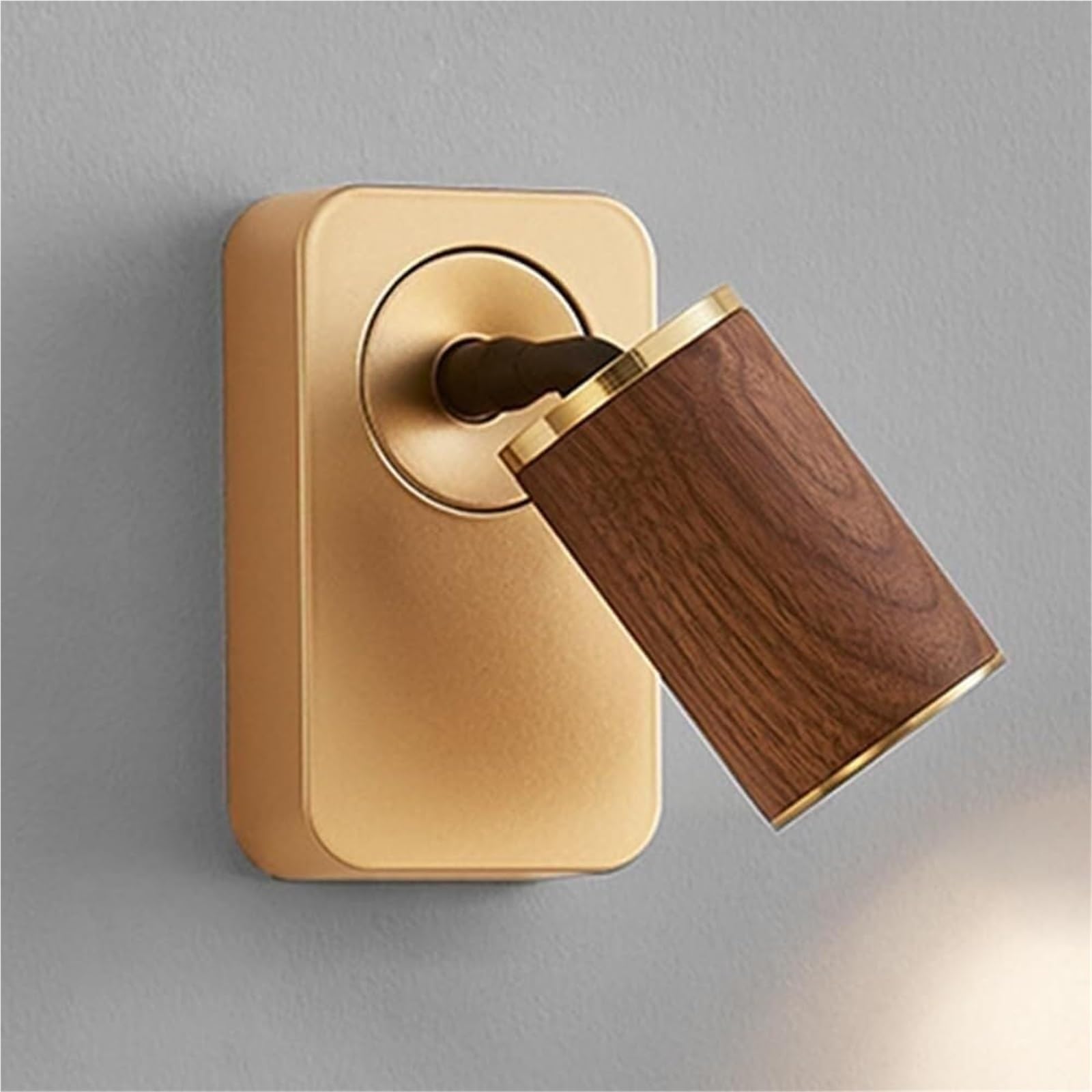 HPTHLY Retro Gold Metal Wall Sconce With Walnut Lampshade, Mid Century Adjustable Led Wall Lamp, Bedroom Reading Wall Light Fixture, Indoor Wall Lamps & Sconces For H(Natural-12Cm)