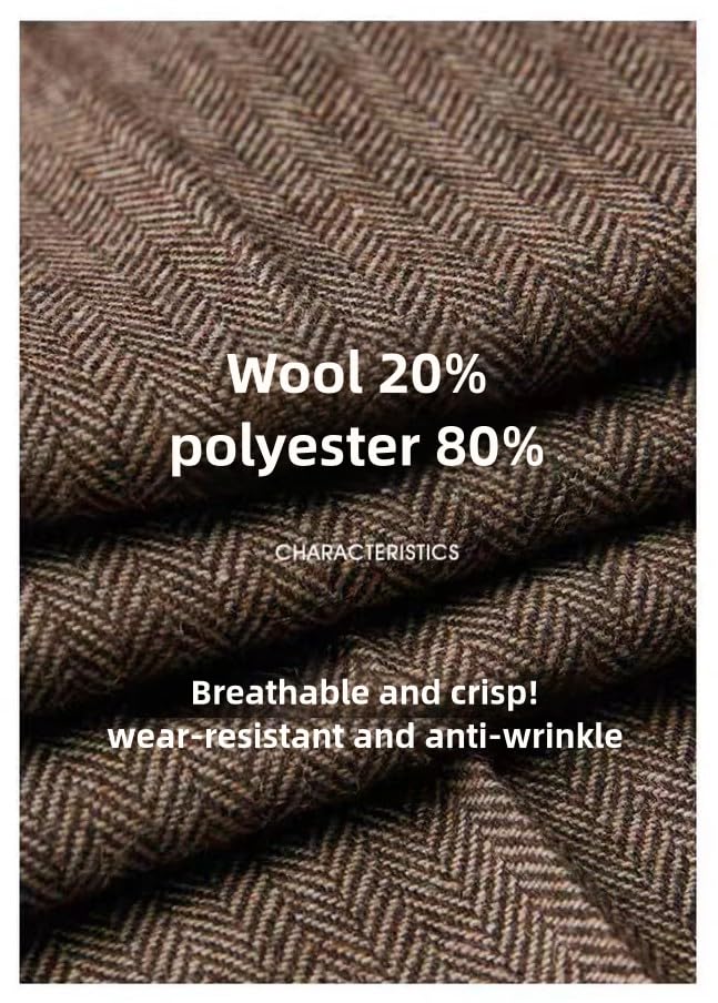 SevenBoy Retro 3 Piece Suit Tweed Herringbone Men's Suits Slim Fit Groom Tuxedos Set Prom Jacket Blazer Vest Pants3