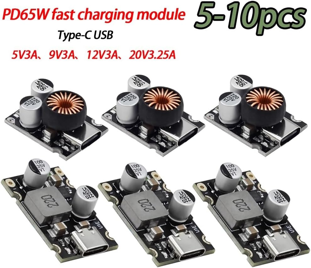 5-10pcs PD65W Fast Charging Module Type-C USB Interface Supports PD3.1 QC3.0 SCP PPS Fast Charger 5V 9V 12V 20V(PD65W 5pcs)