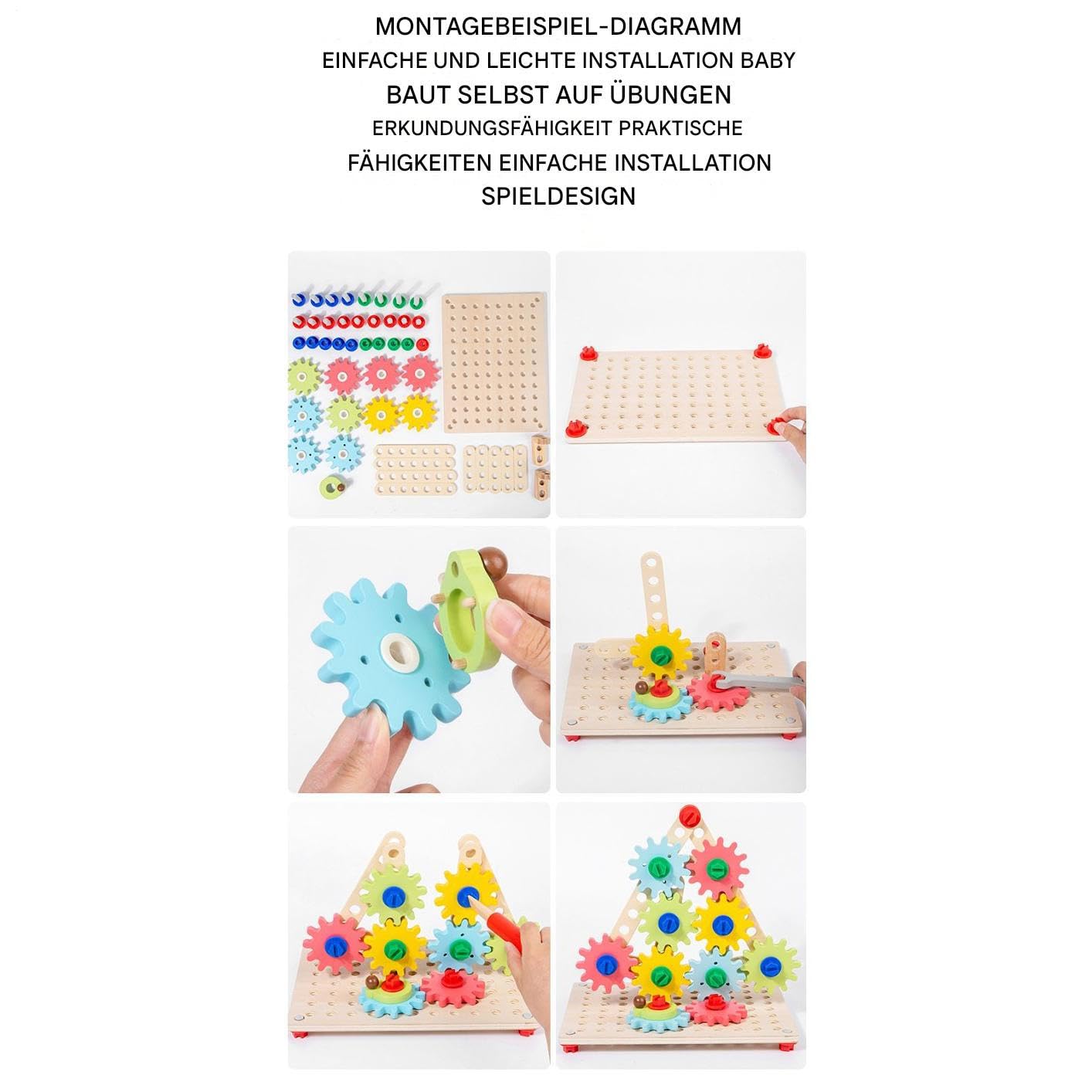 Zahnrad Knobelspiel Spielzeug Holzspielzeug Zahnrad Denkspiel Tischspiel | Sensorik Feinmotorik Lernspielzeug Kinder Mädchen