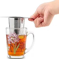 Infusor de chá inox qualidade unica coador e filtro para chá cesto inoxidavel extra fino com tampa e design util