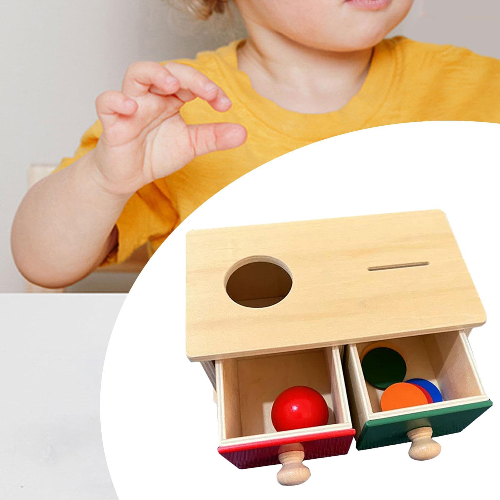 Scatola in Legno per La degli Oggetti, Giocattolo, Strumento Didattico, Giocattolo per Lo Sviluppo dei Colori, Giocatt, 2 cassetti