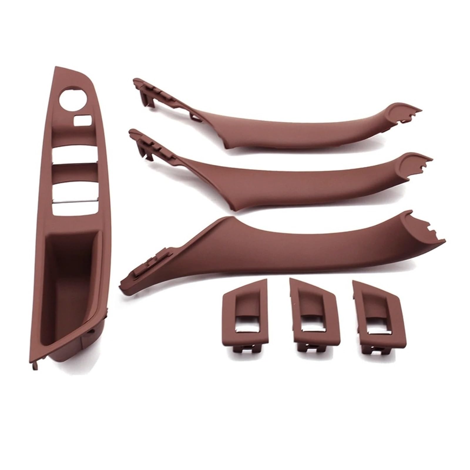 HLJNLVBN Car Interior Sticker Left Drive LHD Car Interior Door Handle Pull 7Pieces Set for BMW for 5 Series for F10 for F18 523 525 528(Model B Redbrown)
