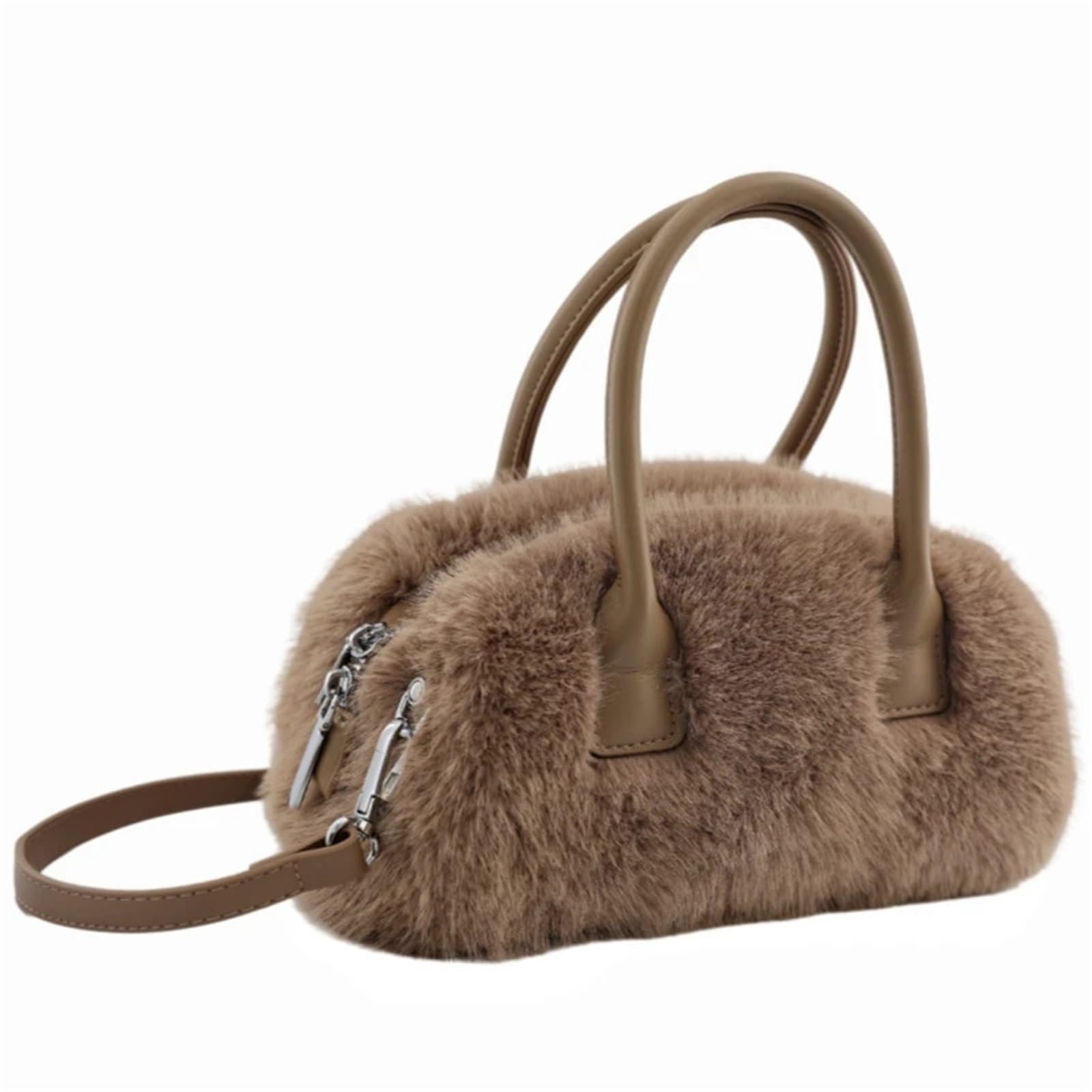 Borsa a mano invernale in pelliccia sintetica, semplice, tinta unita, morbida e soffice, con tracolla, for donna, manico corto borsa tote Borsa Tote Fuzzy da Donna