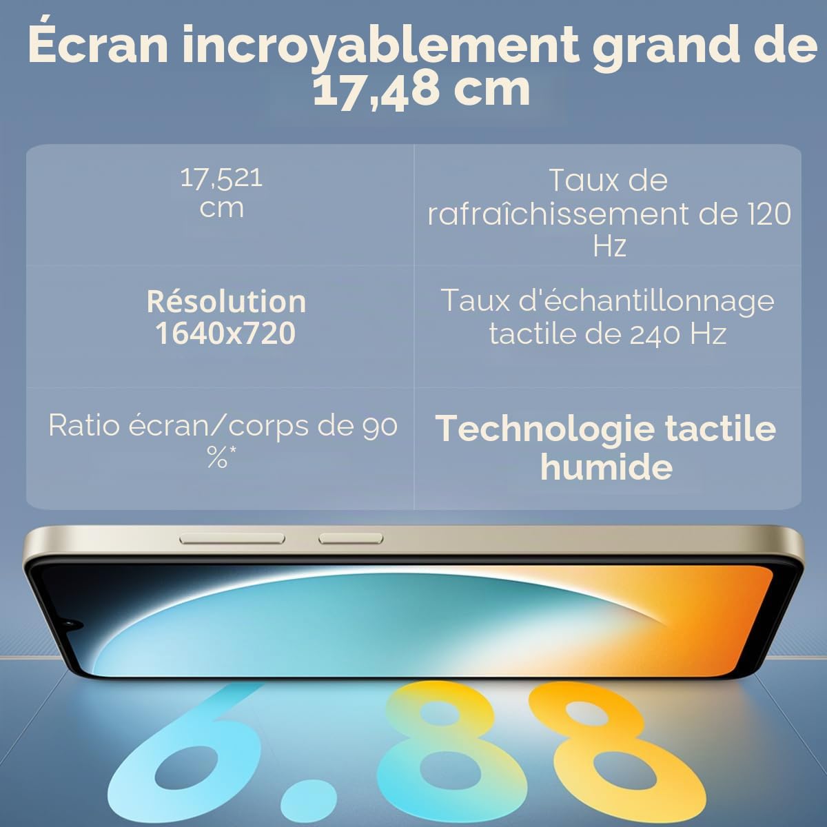 Xiaomi Poco C71 Smartphone, débloqué, 3 + 64 Go/4 + 128 Go, écran HD+, 17,8 cm (6,88 pouces), double caméra, 32 MP + 8 MP, Noir/Bleu/Or (Noir, 3 + 64 Go)