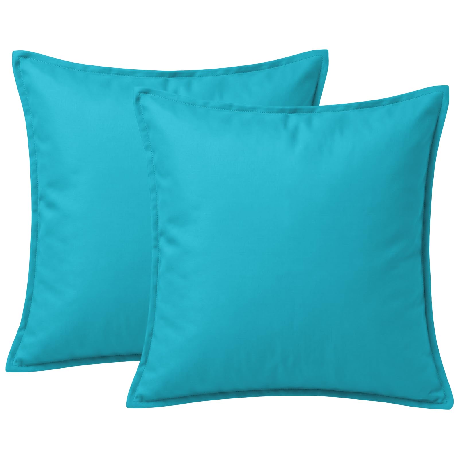 2 Pack Waterproof Outdoor Garden Scatter Cushions 60x60cm, Filled Seat Cushion Pads with Hollowfibre Filling & Invisible Zip, Decorative Throw Pillows 24"x24" for Rattan Sofa, Patio (Teal)