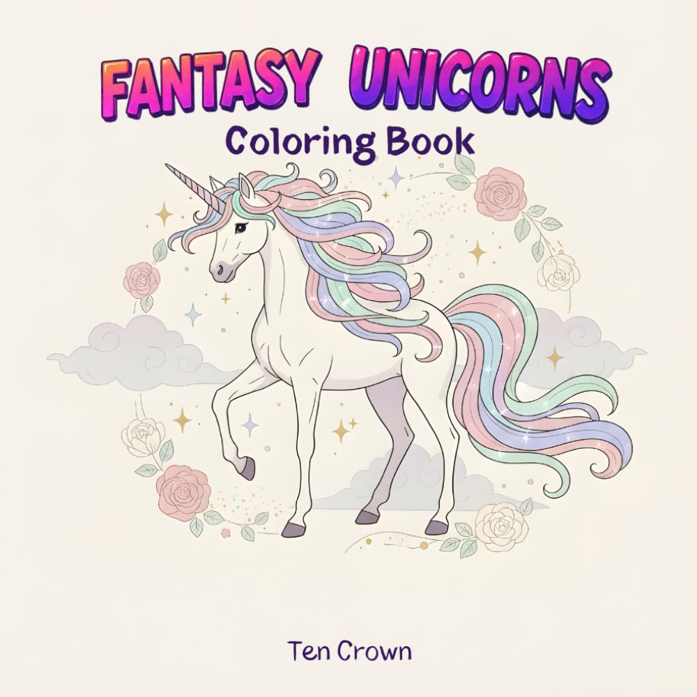Fantasy Unicorns Coloring Book: Cute and magical unicorn illustrations for fun and relaxation. Perfect for ages 3–12 and all unicorn lovers.