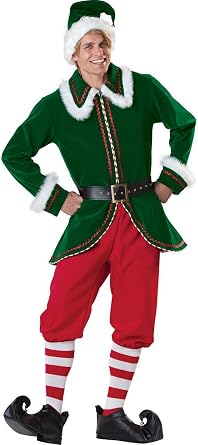 Cuteshower Mens Elf Christmas Santa Claus Costume Deluxe Set Cosplay Suit Clothing