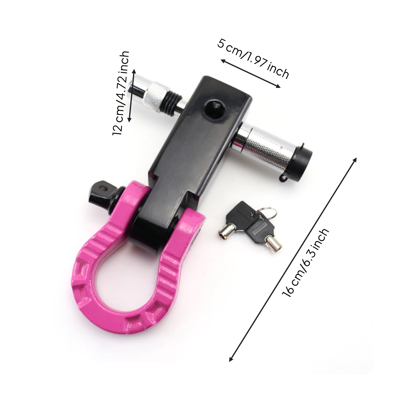 Antivol D'attelage avec Clés Résistant à la Antivol Remorque avec Clé Anti-Vol Verrou d’attelage Anneau pour Stationnement , Blk Arm - 8T Pink