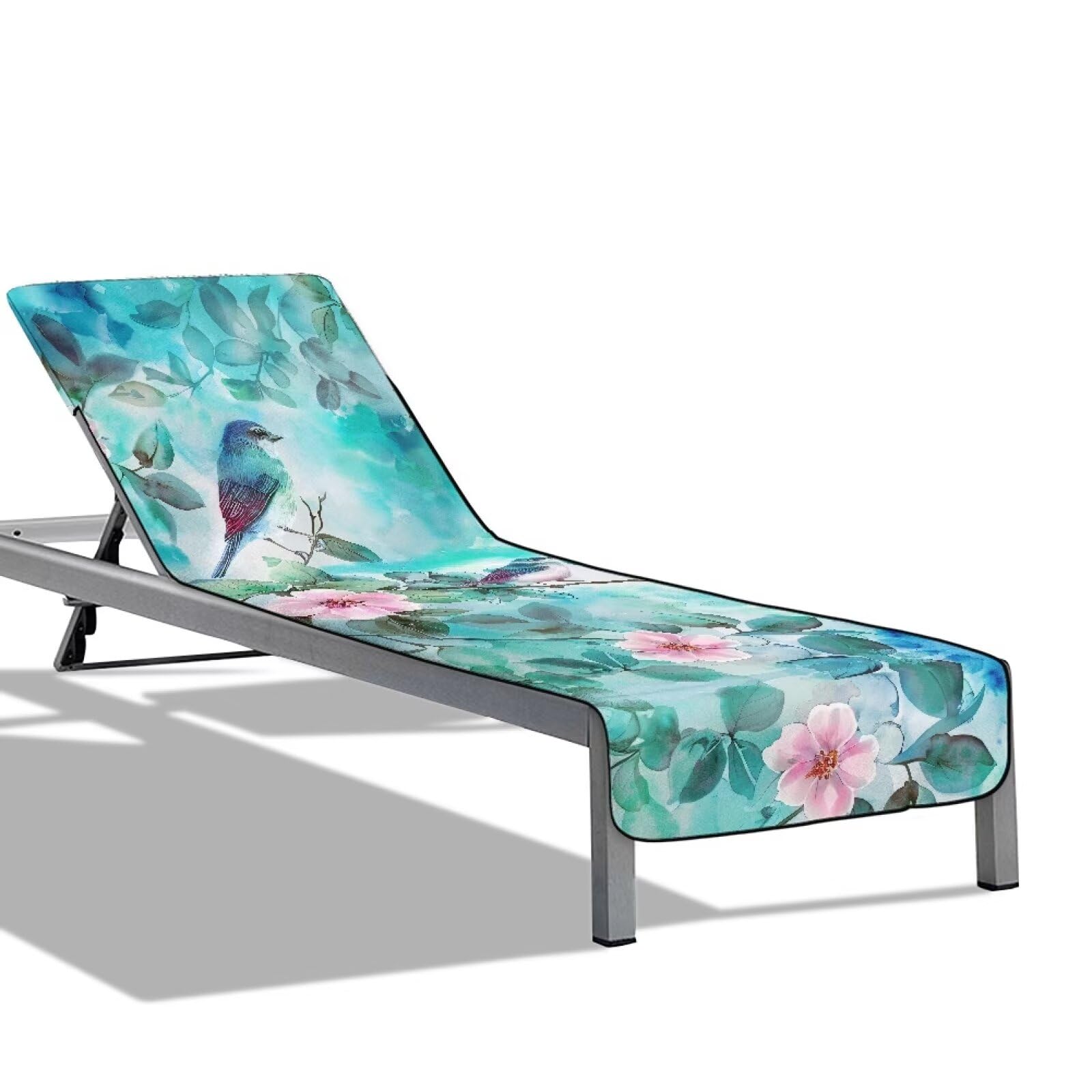 Kathyboom Green Bird Beach Chair Towel Super Soft Beach Mat Chaise Lounger Cover Sand Proof Beach Blankets for Hotel Outdoor Patio Vacation Sunbathing