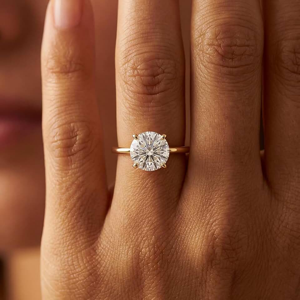 Generic 1pc 925 Silver Elegant and Simple 1CT-3CT Round Solitaire Wedding Ring Suitable for Women&#x27;s Wedding Wear Ladies Best Gift Fine Jewellery Gifts Early Fashion Trends