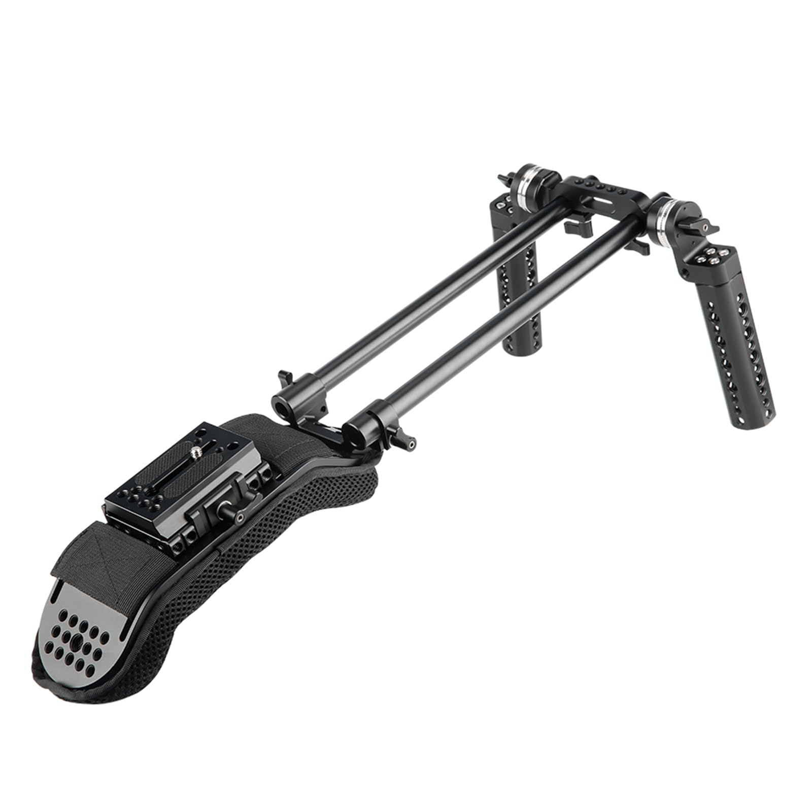 NICEYRIG Kit de Support pour Plate-Forme avec épaulement de 15 mm avec Plaque de Base QR 15 mm Tige de Serrage Rosette Poignée Poignées pour Caméscope DSLR DV