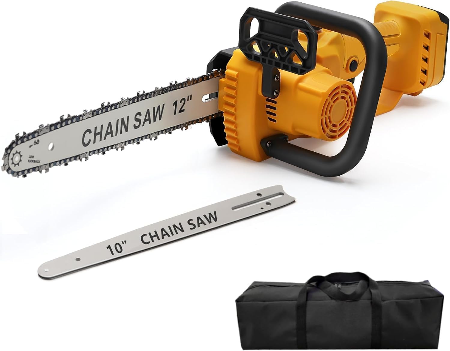 Chainsaw Cordless for Dewalt 20V Battery, Brushless Electric Chainsaw 12"/ 10" with Auto Oiler & Security Lock, for Tree Trimming, Branch Wood Cutting (Tool Only)-Yellow