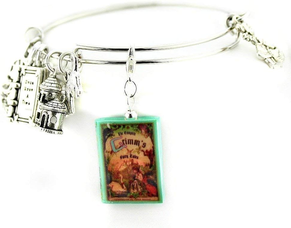 Grimm's Fairy Tales Jacob and Wilhelm Grimm Mini Book Expandable Bangle Bracelet by Book Beads