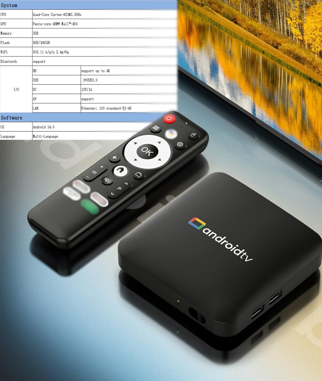 Amazon | TVボックス スマート 4K Android14.0 2GB+8/16GB HD tv box