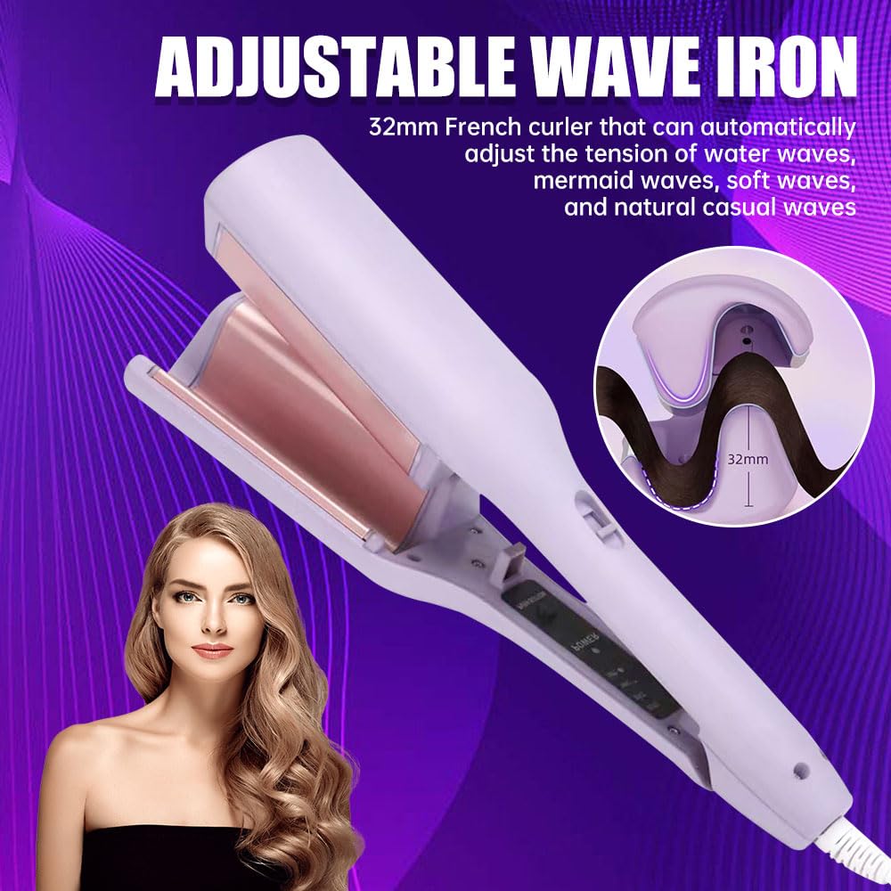 32 mm Large Wave Curling Iron, V-shaped Curling Iron for Beach