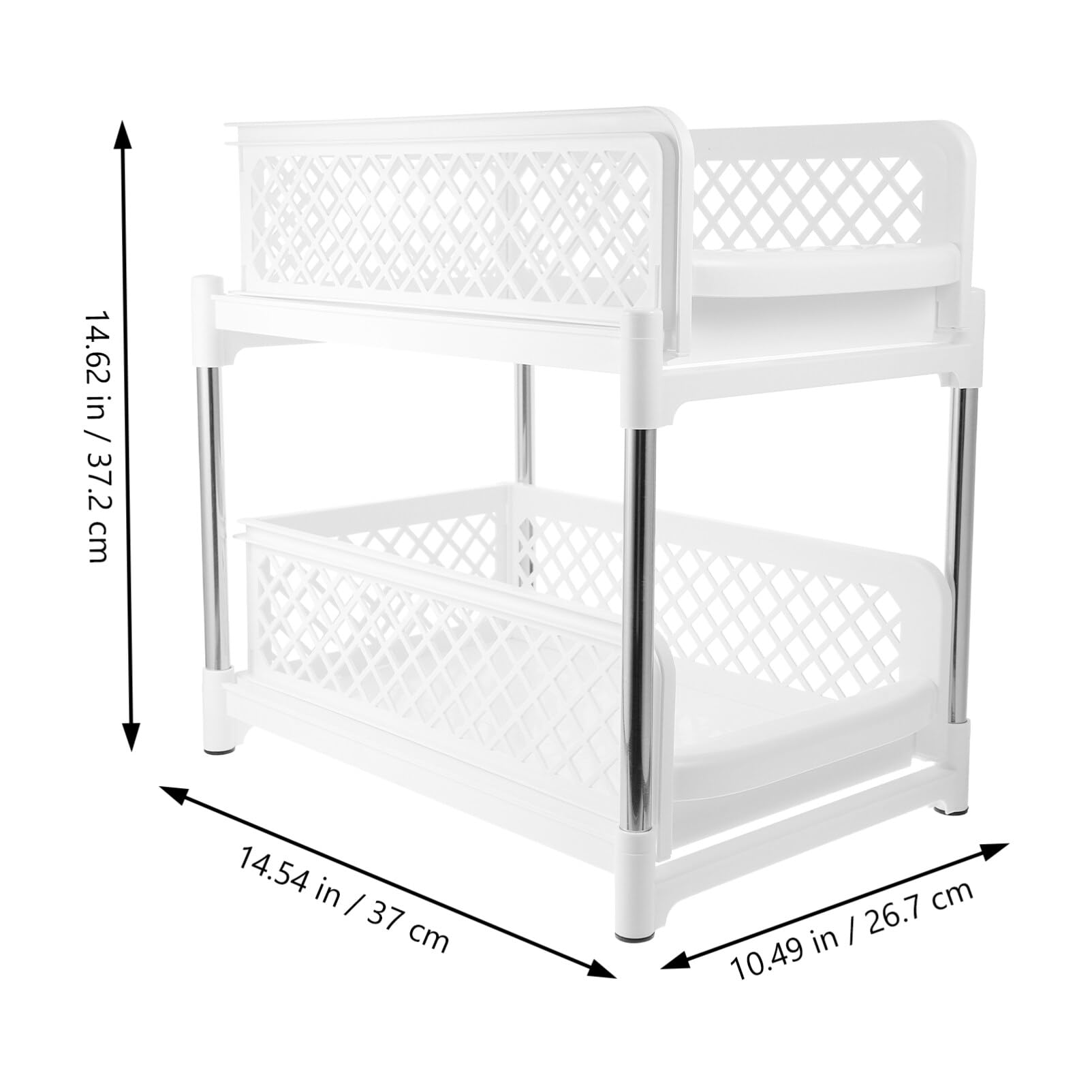 Organizer Estraibile a 2 Livelli Bianco per Mobiletto Bagno Sotto Lavandino