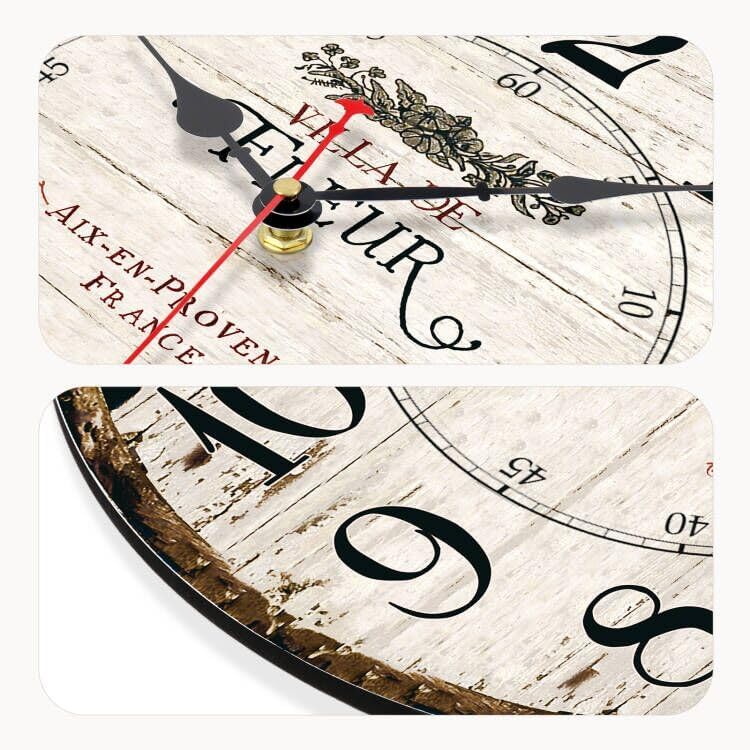 Miniatura 4 de Reloj de pared de 8 pulgadas, fácil de leer, números arábigos, reloj de pared redondo de madera, silencioso, sin tictac, funciona con pilas, relojes