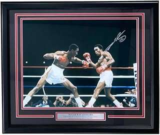 Sugar Ray Leonard Signed Framed 16x20 Boxing Swing Photo BAS ITP