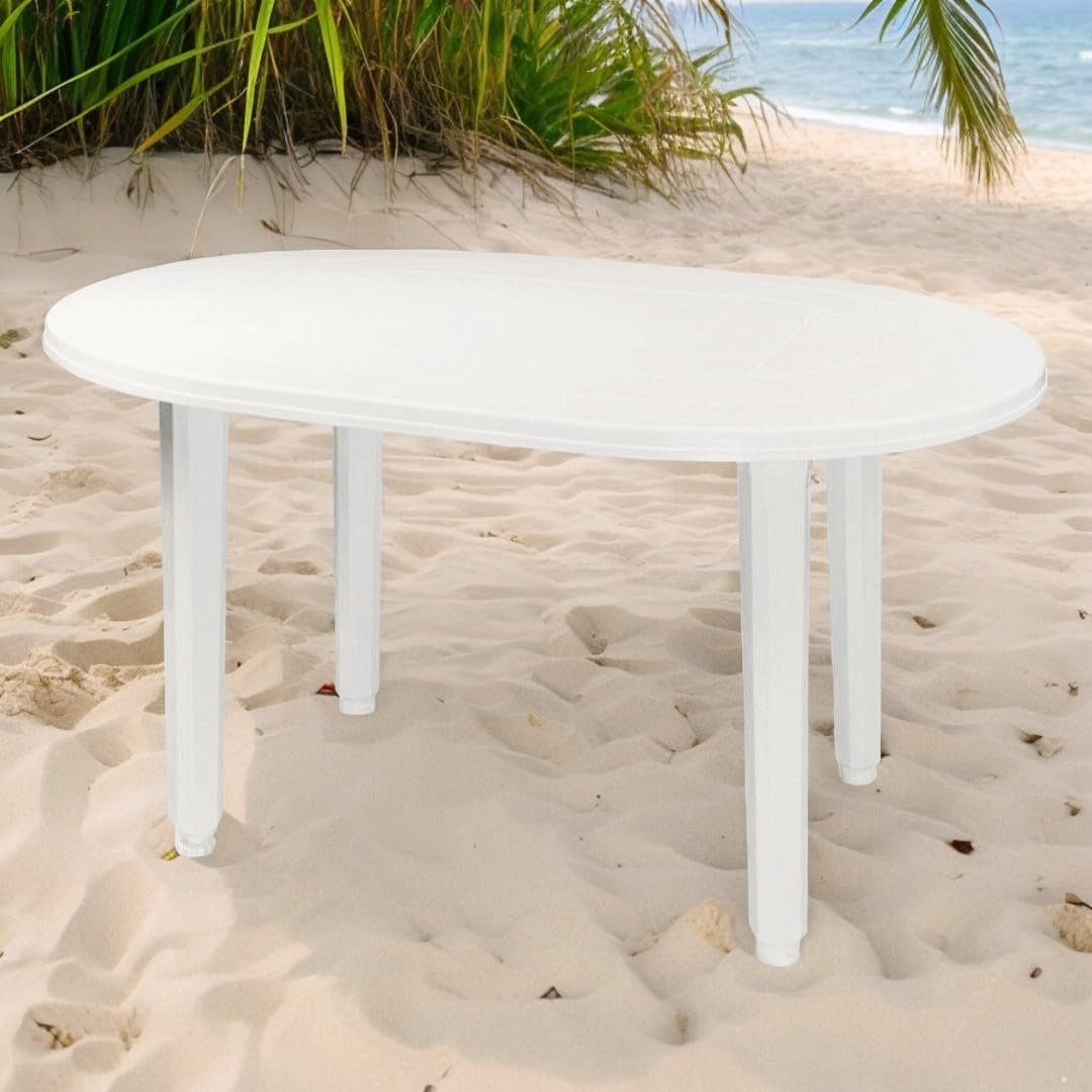 Mesa de Jardin Oval 130x90cm de Resina Auxiliar Exterior desmotable portatil