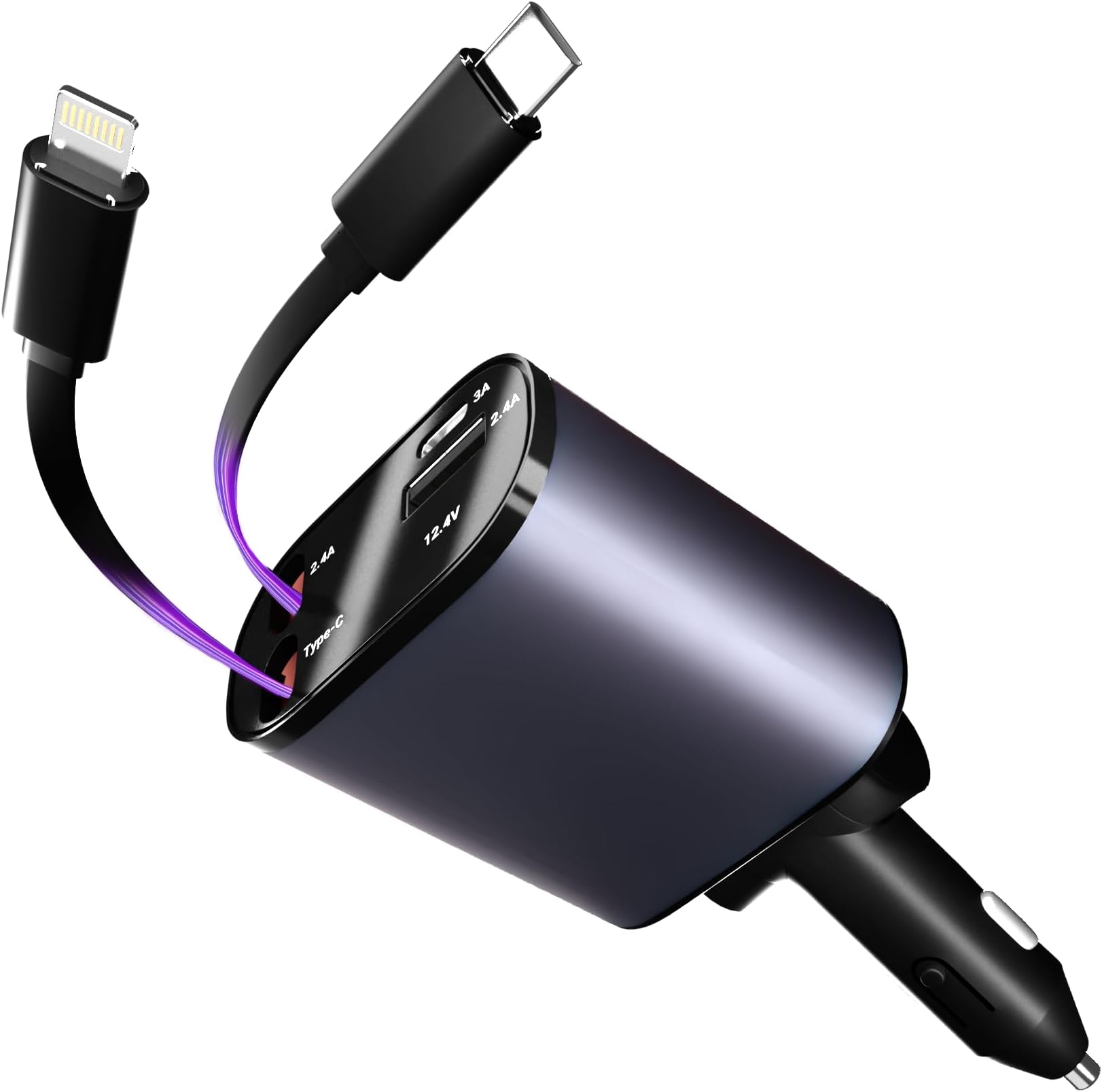 - AILKIN 120W 4 in 1 Retractable Car Charger, Car Phone Charger,Retractable Cables & 2 USB Ports Car Adapter for Android Phones & iPhone 17/16/15/14/13/12/11 Pro Max,Xr,Ipad,Dash Cam & Other Devices