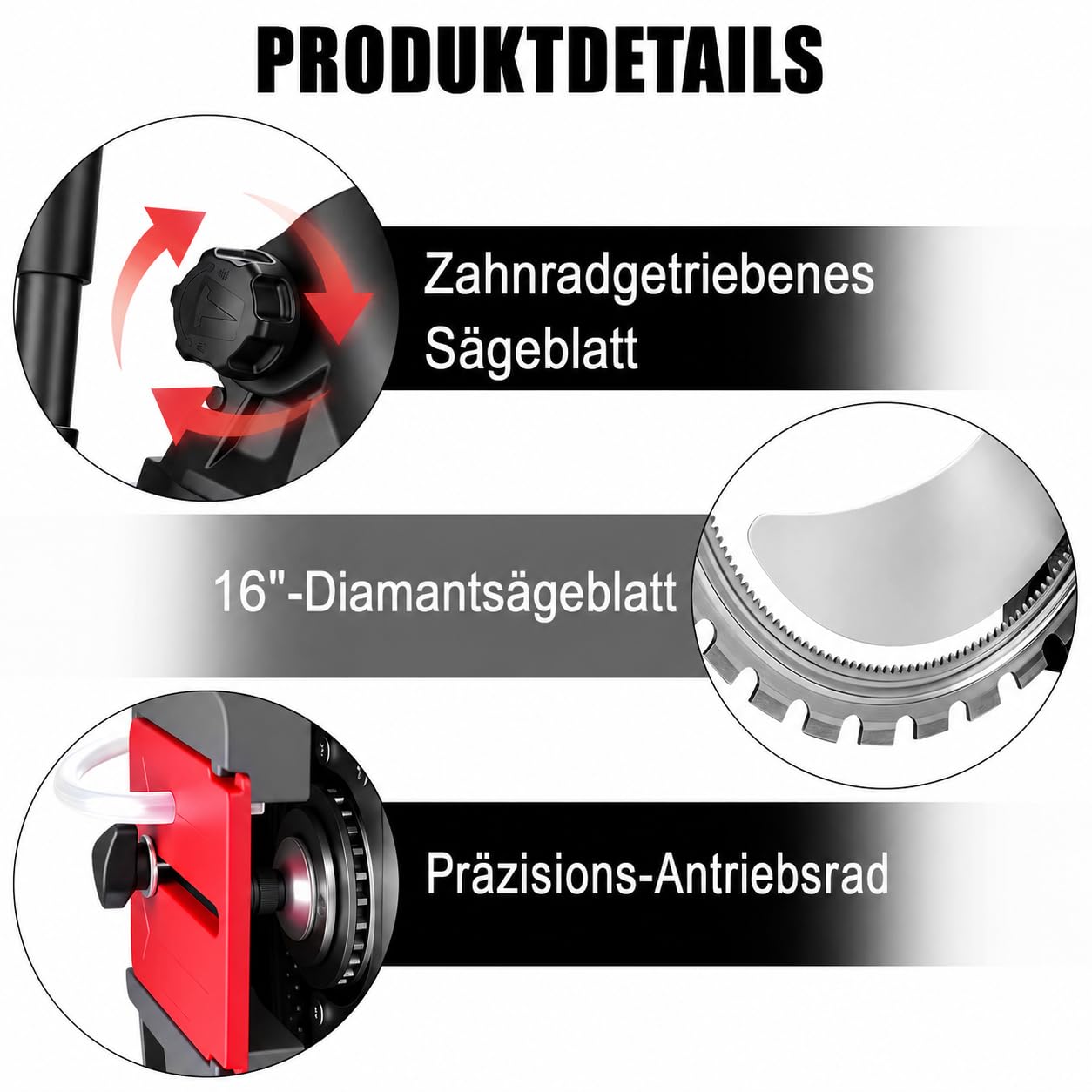 Elektryczna piła do betonu 408 mm 5000 W, głębokość cięcia 300 mm, z pompą