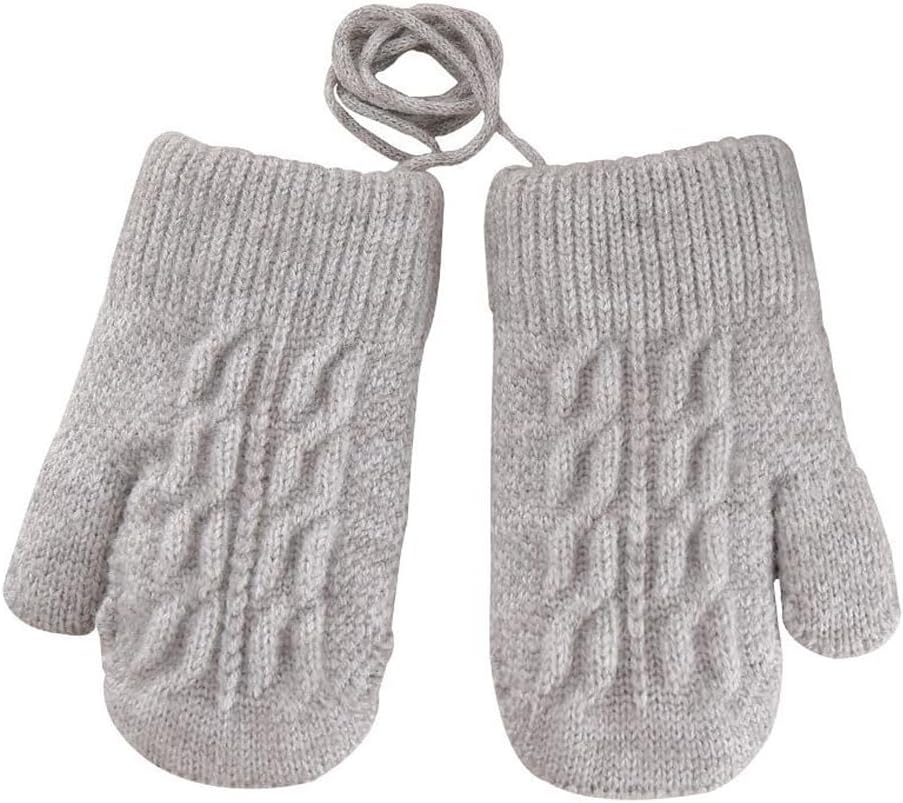 BXT Baby Toddler Warm Knitted Winter Mittens Children Stretchy Full Fingers Magic Glove with Thicken Plush Lining for 1-3 Yrs