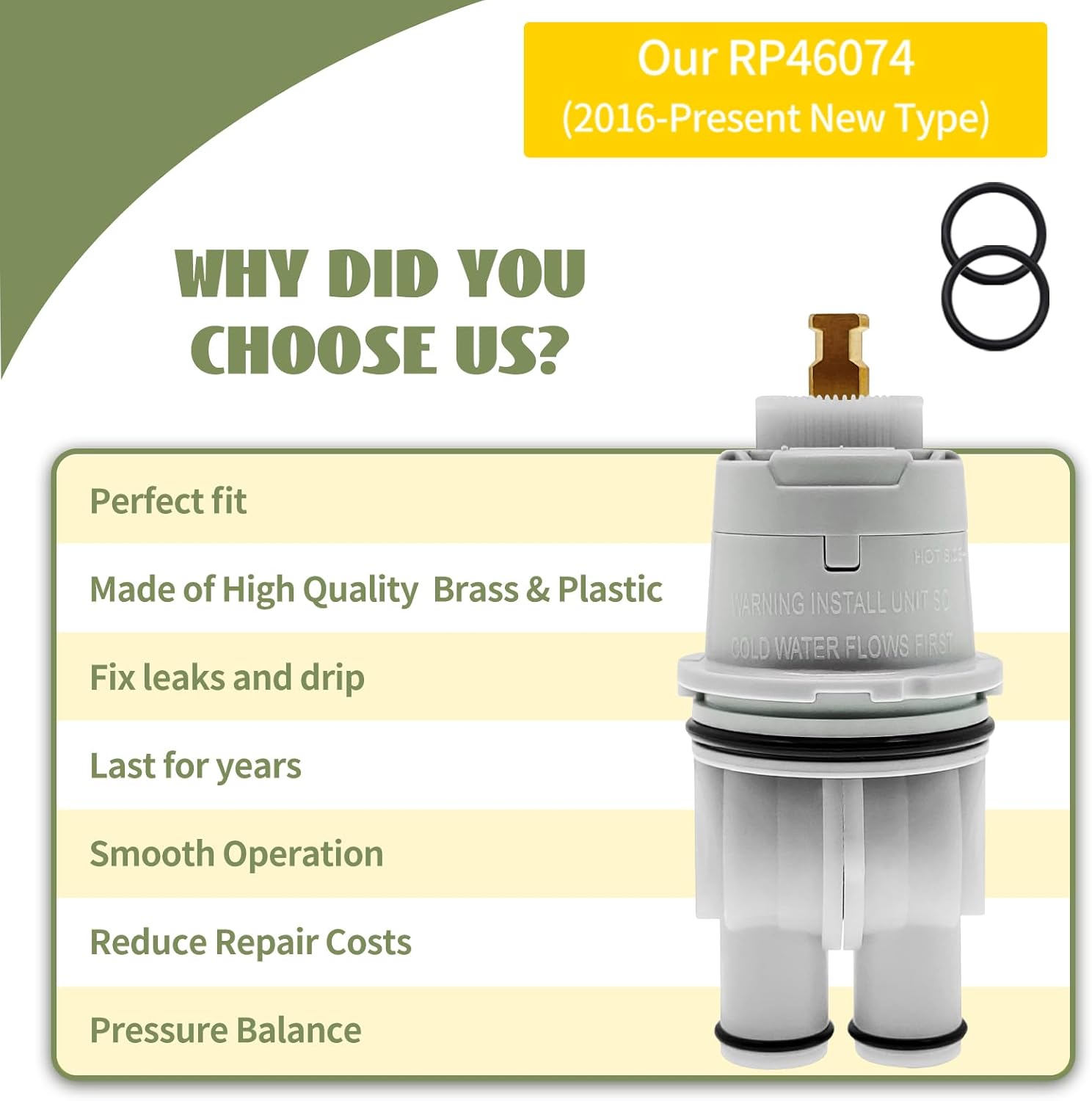 RP46074 R10000 Shower Valve Cartridge Compatible With Delta R22000 R1100 1300 1400 13/14 Series Single Handle Bath Tub and Shower Faucet Parts For Select Monitor Valves