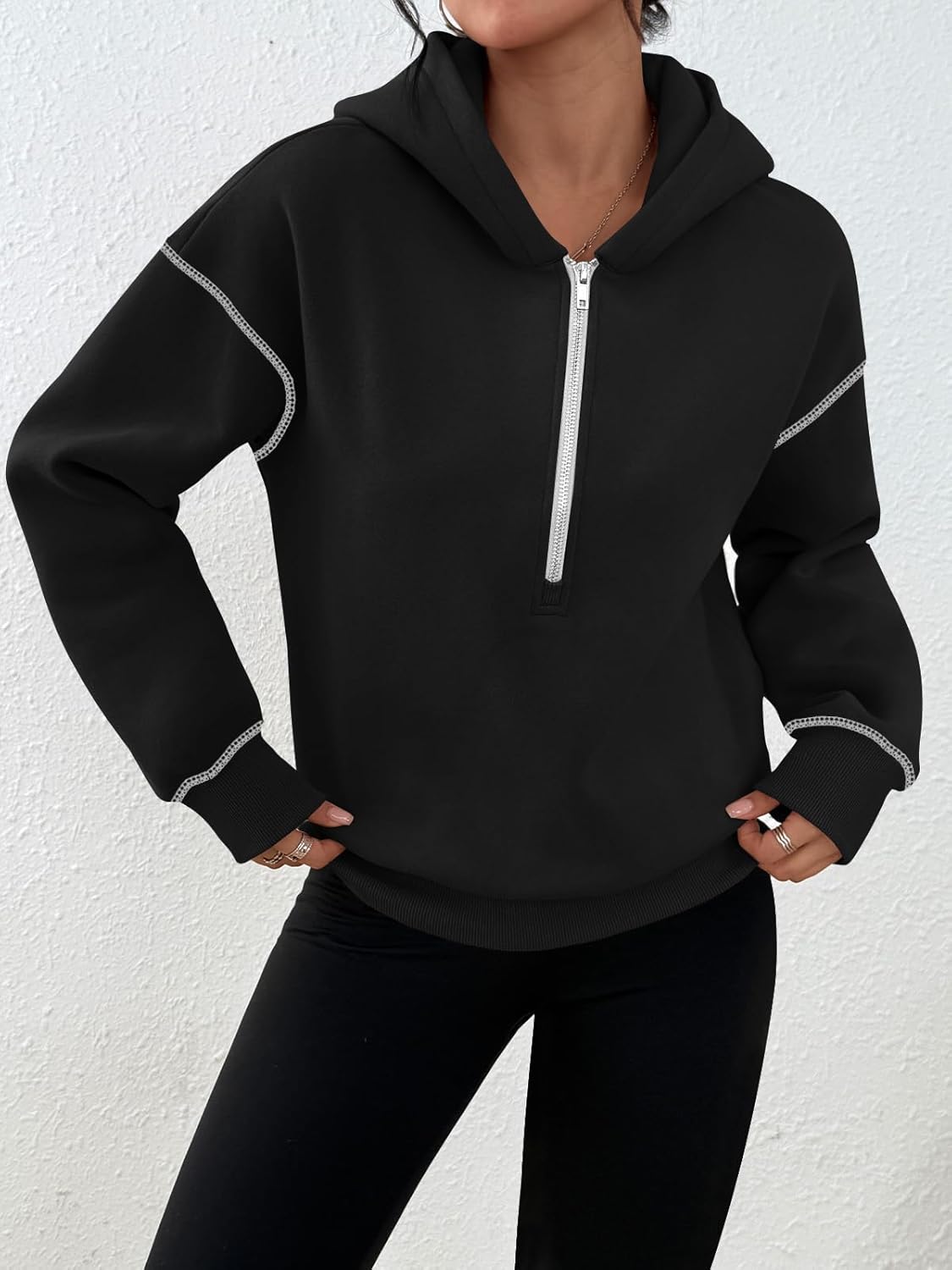 Trendy Queen Half Zip Pullover Cropped Hoodies for Women Y2k Cute Sweatshirts Jackets Spring Fashion 2026 Outfits Clothing - Image 5