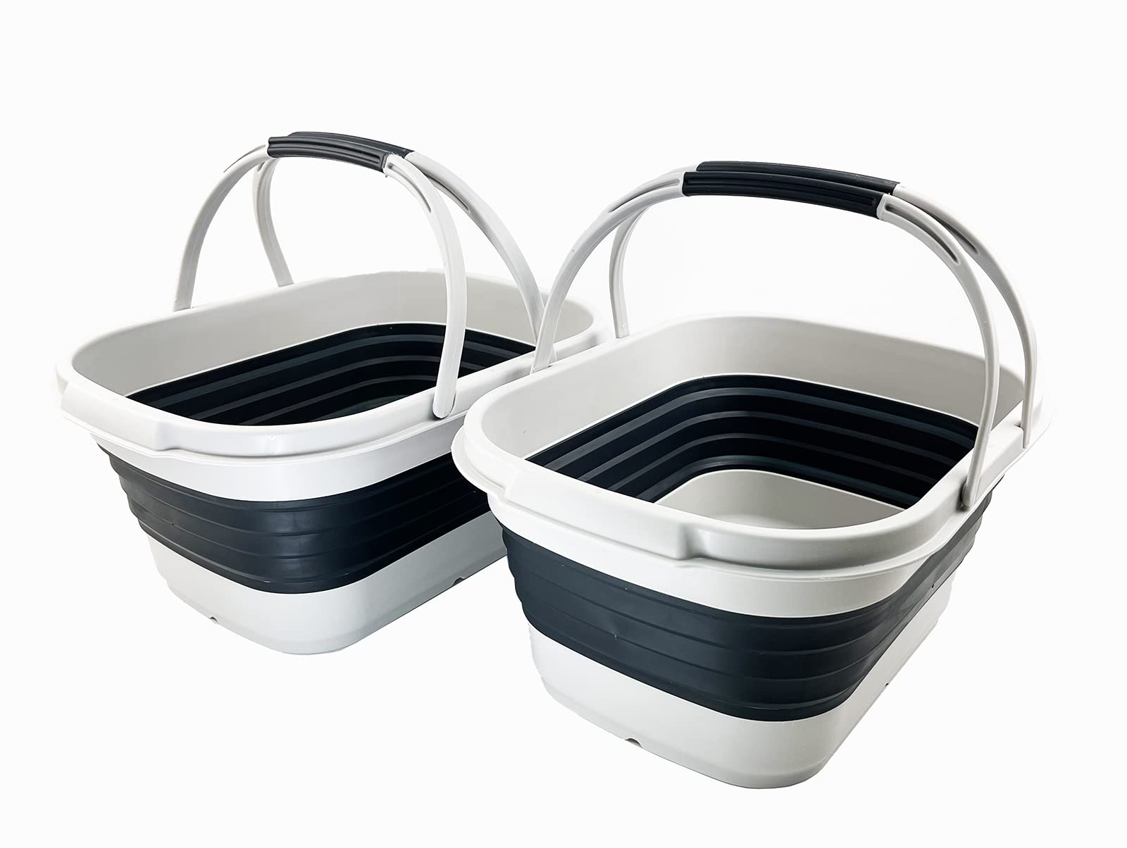 SAMMART 13L Faltbarer Korb mit Griff – Tragbarer Picknickkorb/Krater für den Außenbereich – Faltbare Einkaufstasche – Platzsparender Aufbewahrungsbehälter (Grey/Slate Grey (Set of 2))