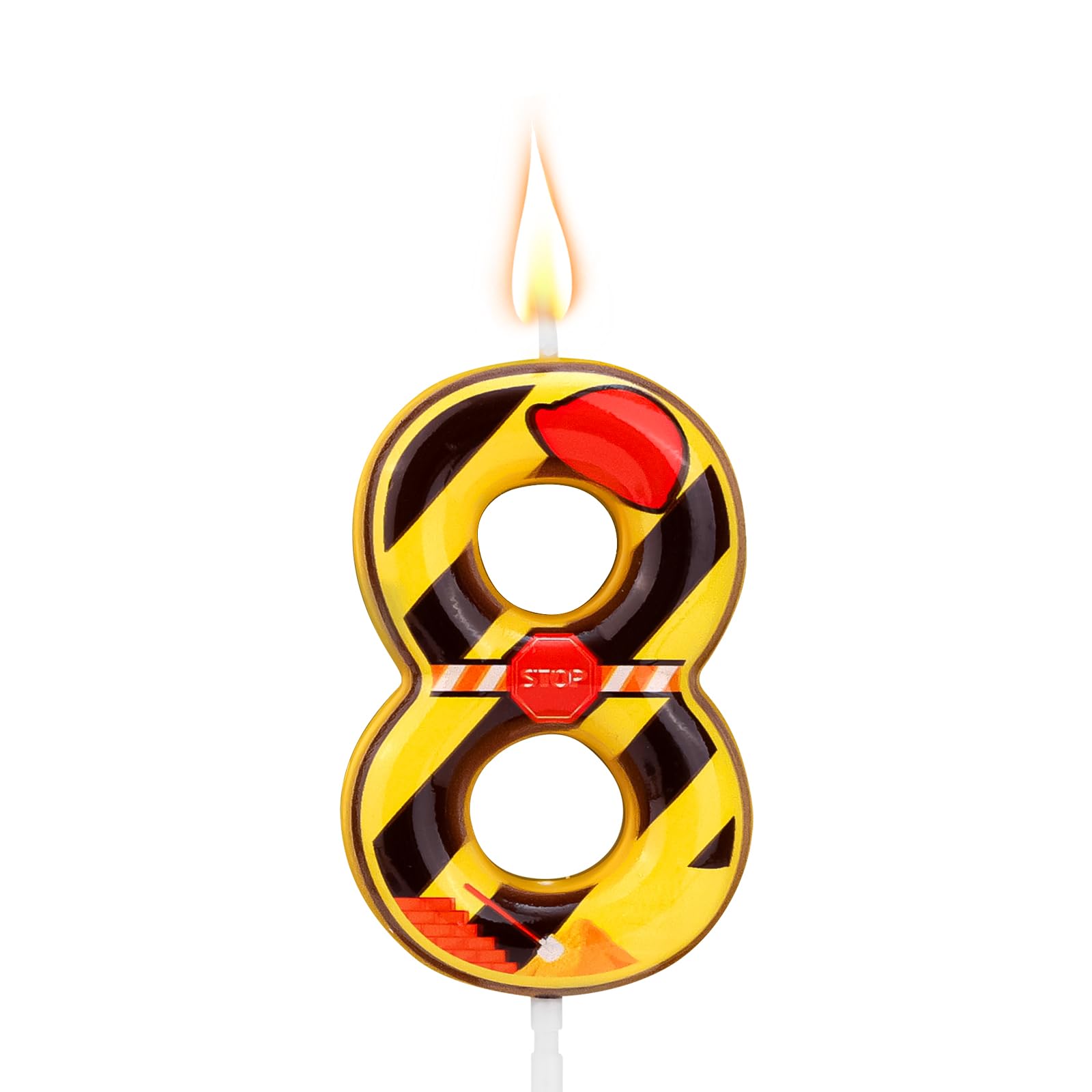 Construction Birthday Candle, Happy Birthday Number Candles Construction Cake Topper for Construction Theme Birthday Party Supplies Decorations (