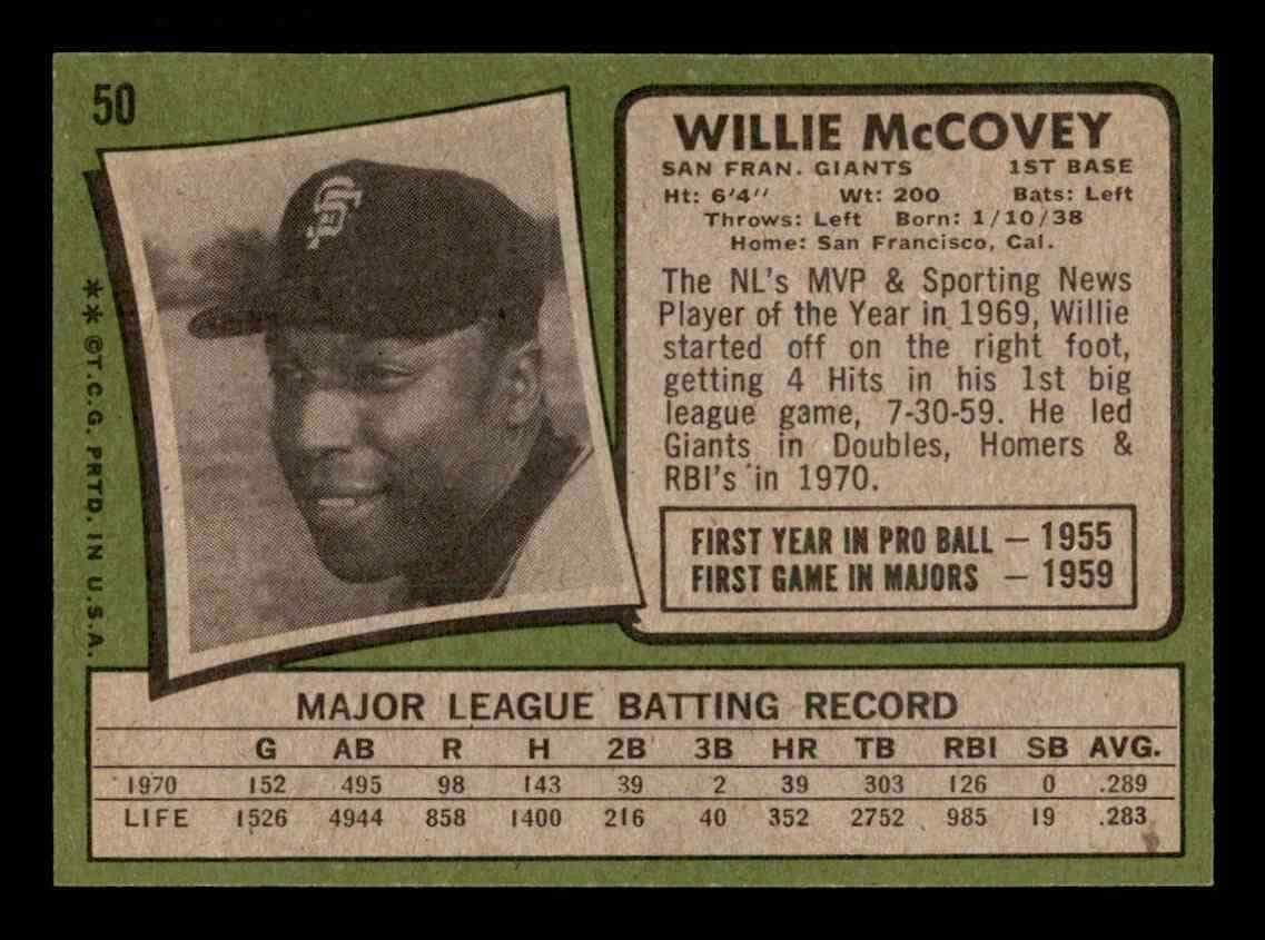 Willie McCovey Vintage Collectible Baseball Card - 1971 Topps Baseball Card #50 (Giants)