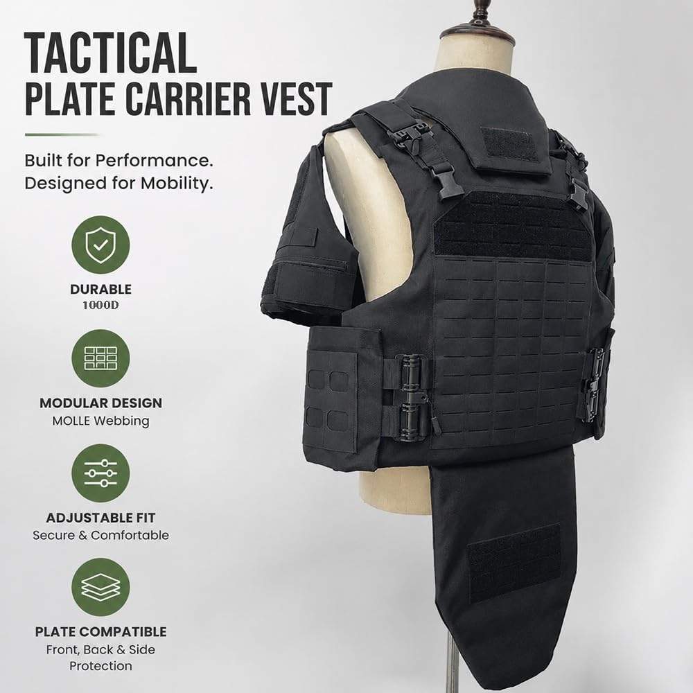 Chaleco Táctico Modular 5 En 1 Ajustable,Sistema MOLLE Liberación Rápida Tejido Oxford 1000D Chaleco Outdoor Accesorios Desmontables Actividades Grupo Simulación Utilería