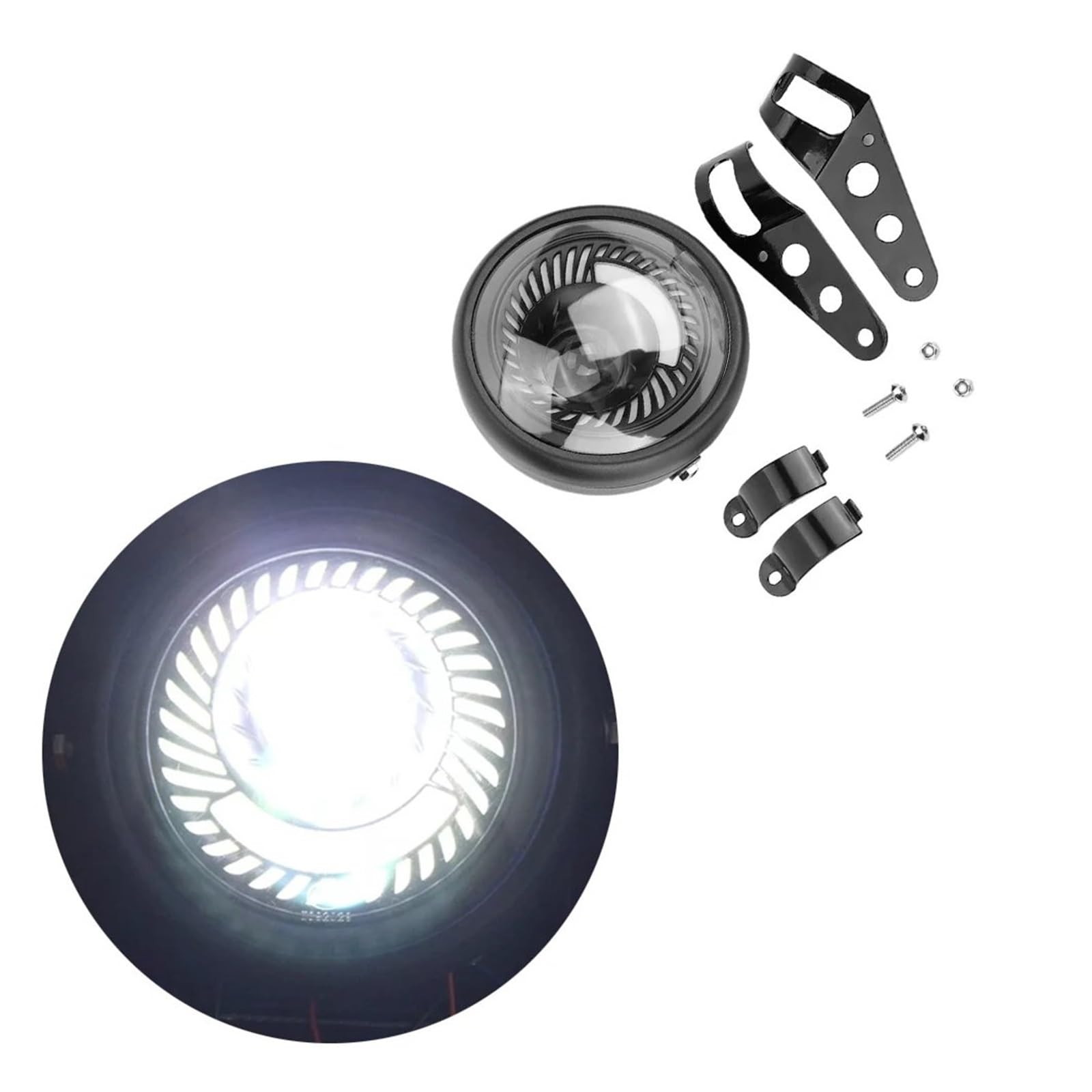 Faros Delanteras para DC12V Faro Delantero Universal LED para Motocicleta De 6,5 Pulgadas con Soporte