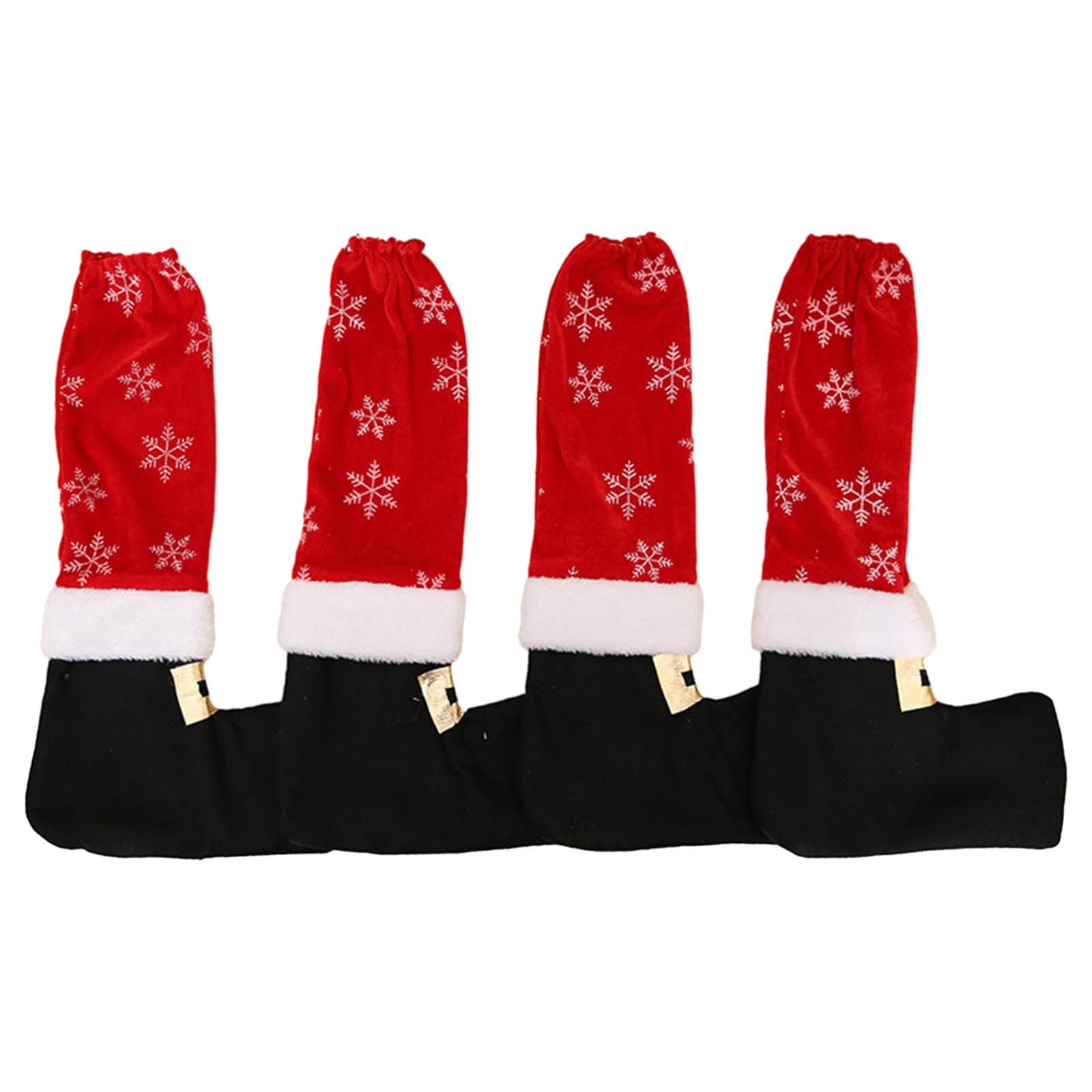 carotoe Of 4pcs Christmas Chair Leg Cover Socks Soft and Table Protections Sleeve for Festive Dinner Decoration Christmas Wine Bottle Decoration Set
