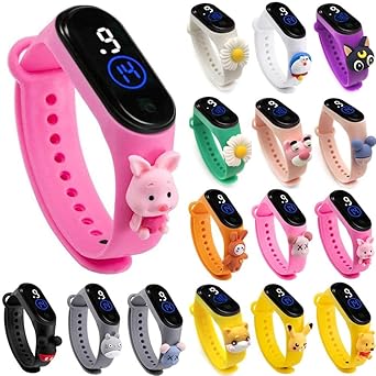TREEIFY Kids Watch Boys Watch Girls Watch Set 3-12 Years Old Digital Watch Pack of 1 Random Colour Sports Watch Toddler Daily Waterproof LED Design Cute Cartoon Gifts for Children