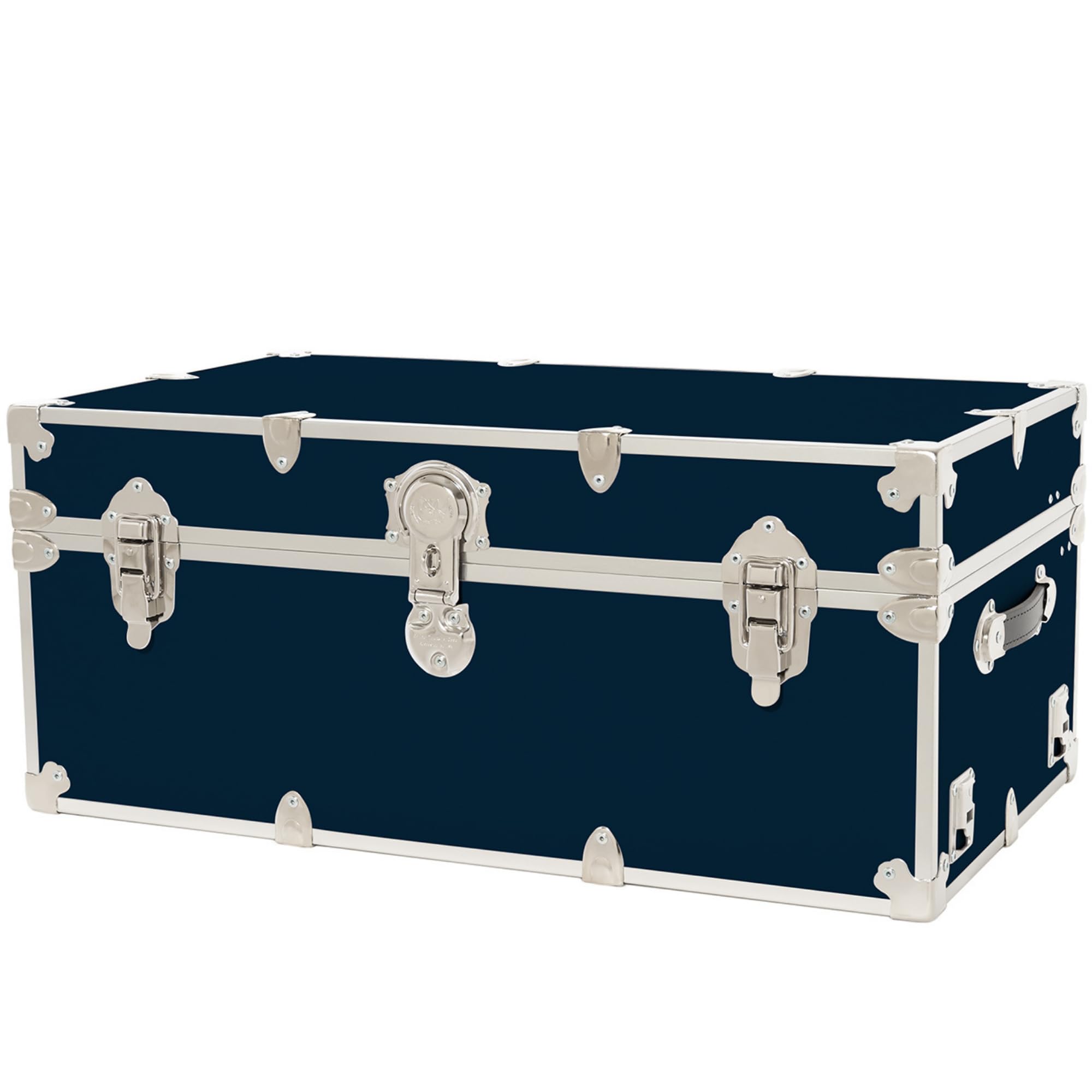Rhino Trunk & Case Large Armor College Trunk - Secure Dorm Storage Chest - Ideal Footlocker for Students - Strong Trunks with 1000+ Pounds Sitting Capacity 32"x18"x14" (Navy Blue)