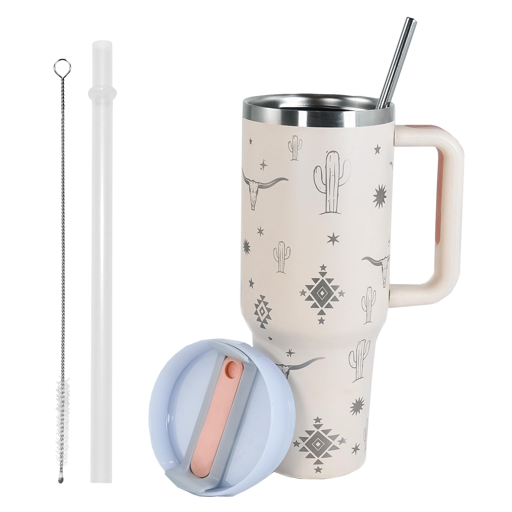 Amazon.com | AGH 40 OZ Tumbler with Handle Laser Bull Head Pattern