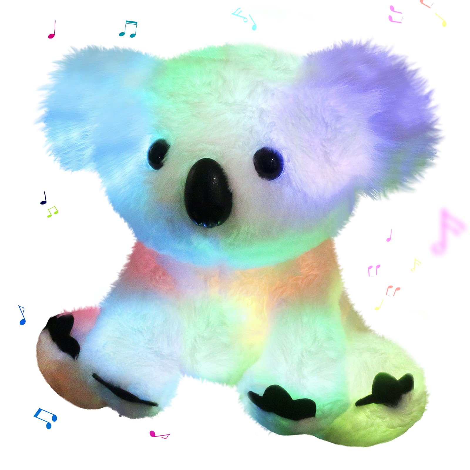 Glow Guards Musical Light up White Koala Stuffed Animal LED Singing Wildlife Soft Plush Toy with Night Lights Lullabies Birthday Idea Gift for