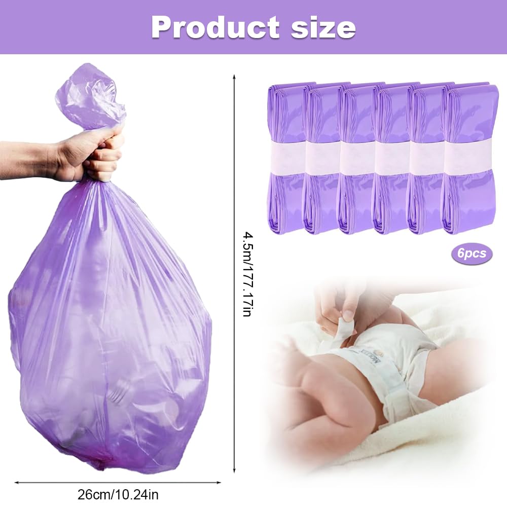 Nappy Bin Refills, 6PCS Diaper Pail Refill Bags Set - Image 2