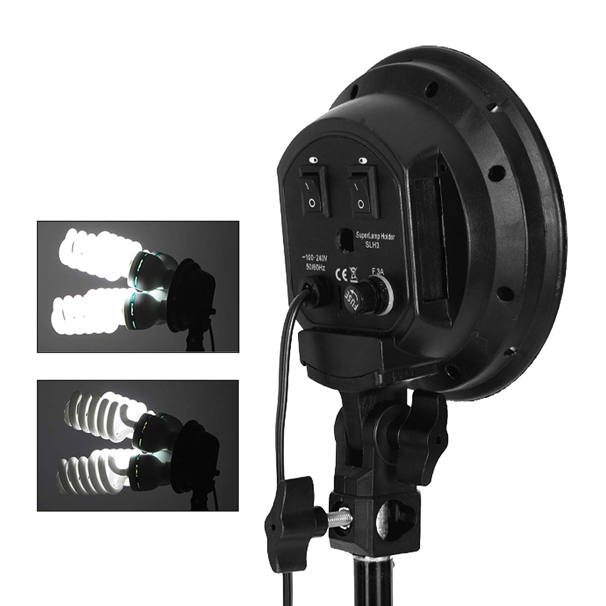 Photo Studio E27 - Soporte para lámpara Profesional de 4 Cabezales Giratorio con Soporte para Paraguas para iluminación de Flash, Bombilla monolight