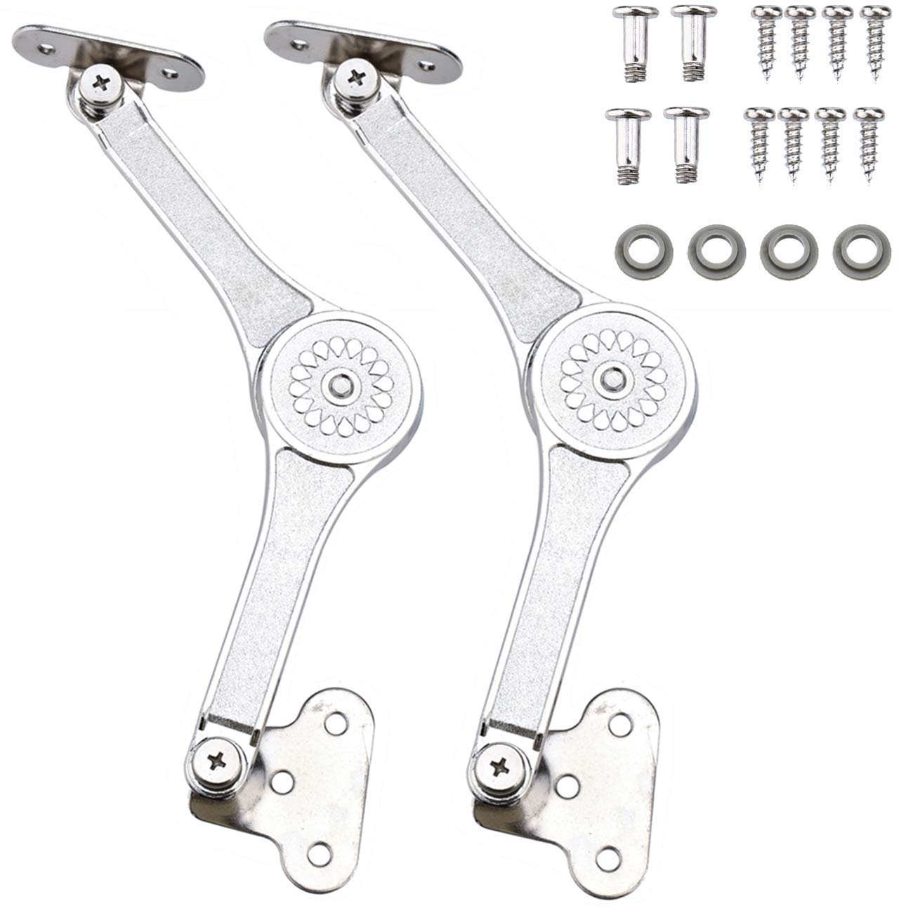 Tiberham Lid Support Hinges, Pack Of 2 - Folding Stay Buffer For Cabinet Doors, Toy Boxes (Up To 22 Lbs)