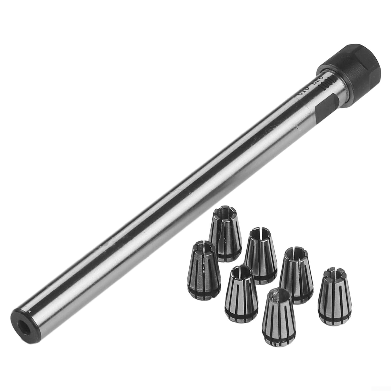 ER8 Spannzangenhalter C10 ER8A 100L mit 7-teiligem ER8 Spannzangen-Set, 2–5 mm, für CNC-Fräsen Bohren Schleifen