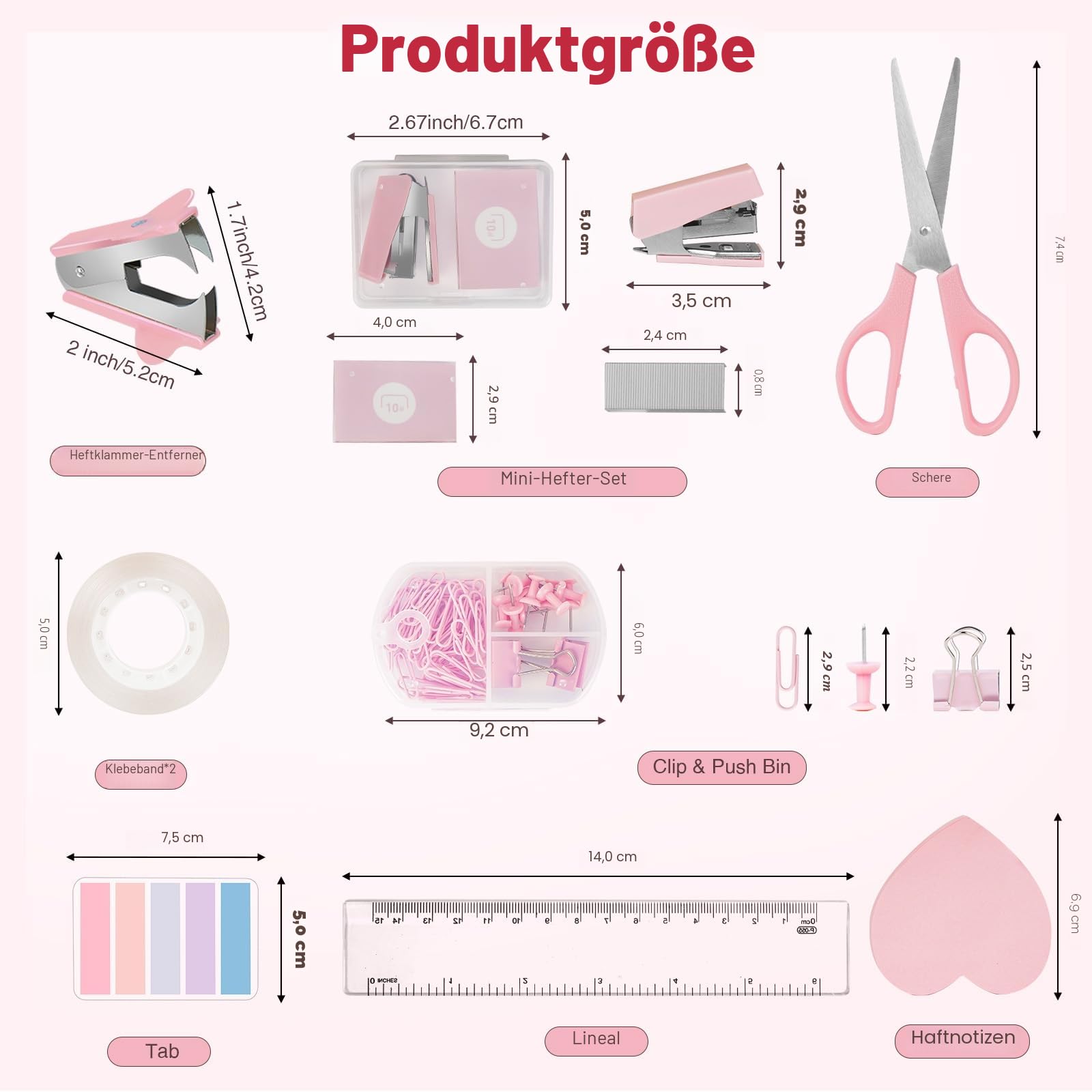 Pink Desk Organizer and Accessories, Pink Gifts Office Supplies Mesh Desk Organizer, Tape Dispenser, Hefter, Tape, Phone Holder, 1000 Staples, Staple Remover, Pen Holder, Clips Set, Ruler, Scissors
