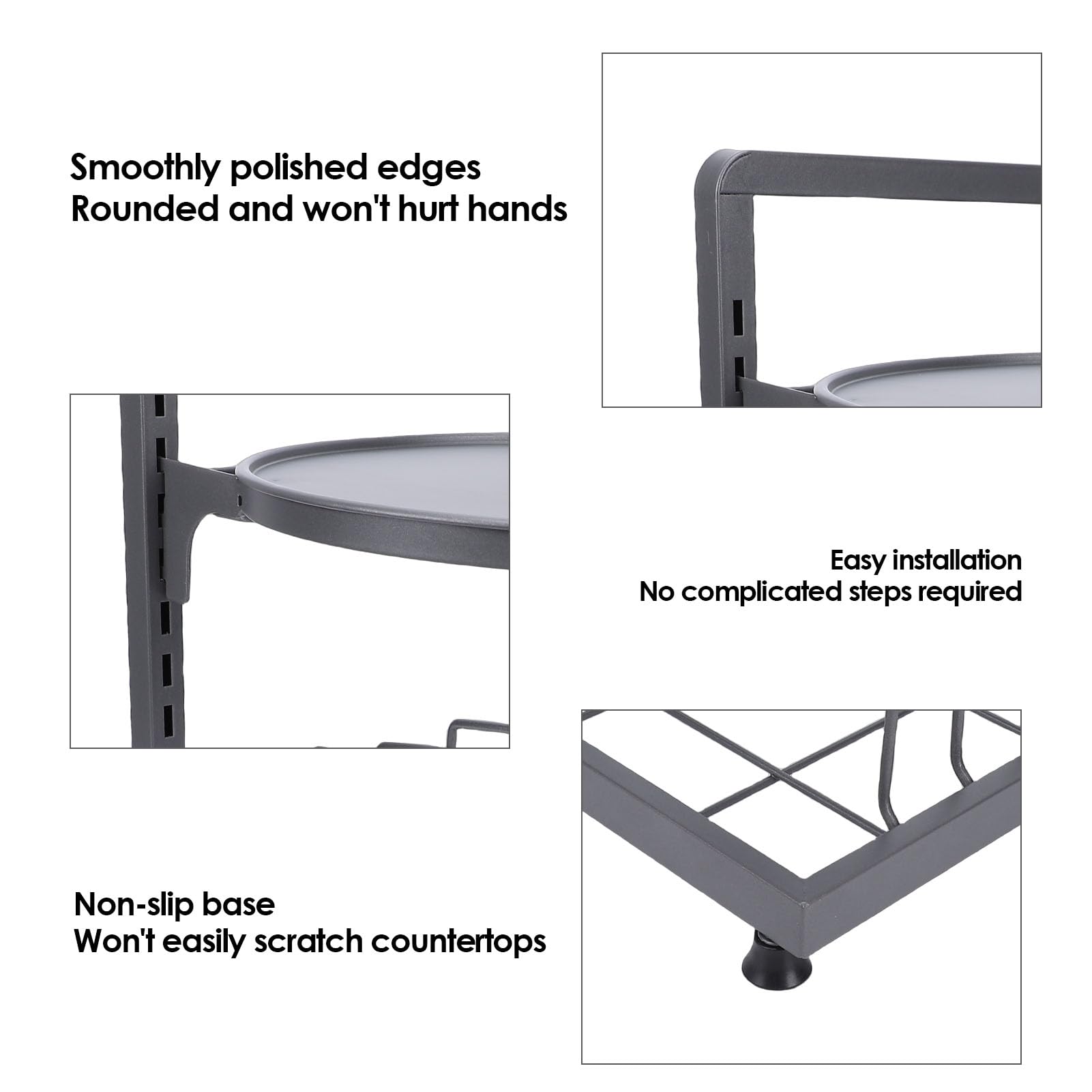 Pssopp Support de Rangement pour Casseroles et Poêles, Supports de Casseroles, Organisateur de Couvercles de pour Comptoir de Cuisine et Organisation d'armoires, de Rangement pour et Poêles,