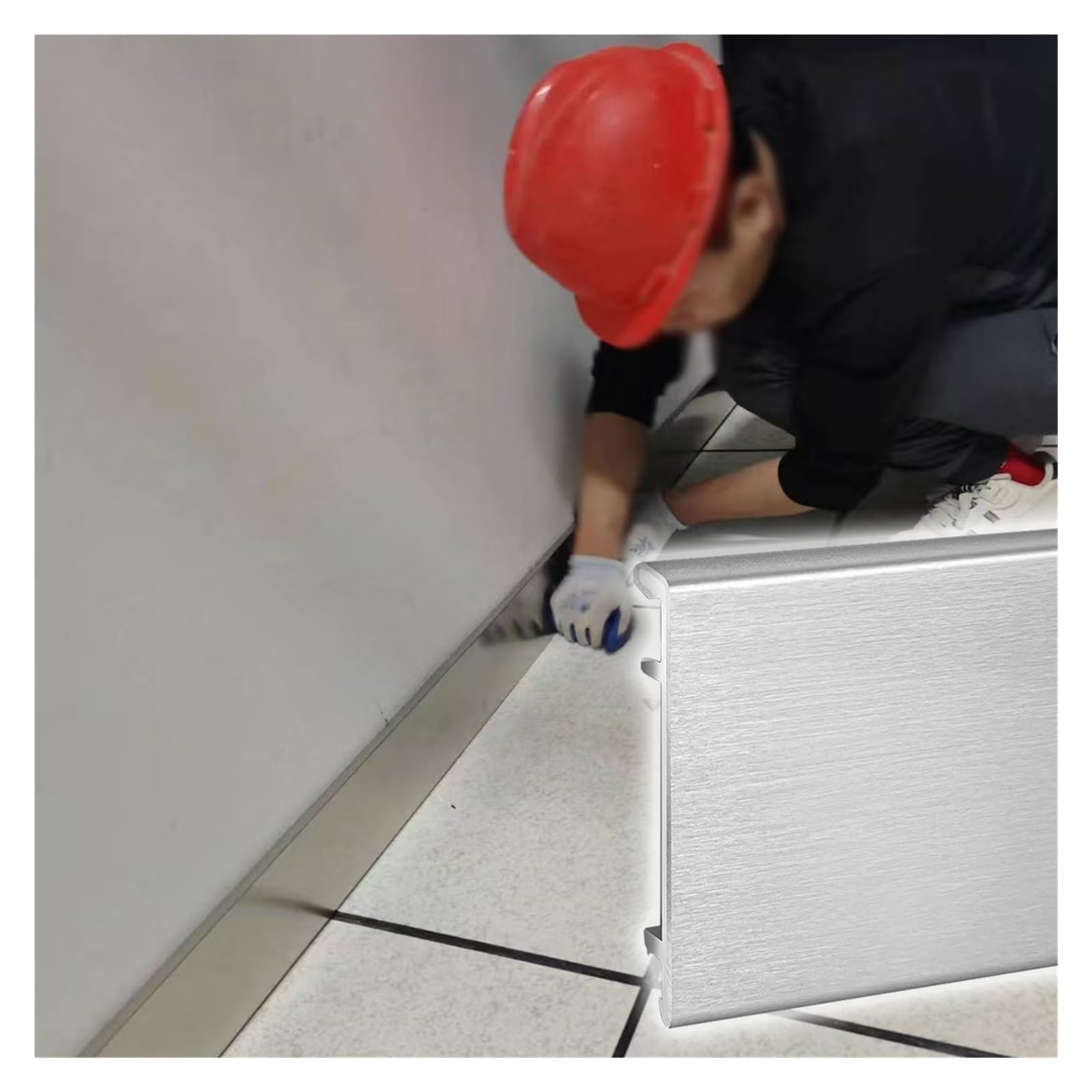 Moldura zócalo para pared de laboratorios y clínicas perfil de acero lavable 244cm