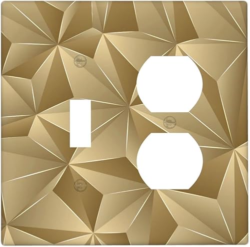 Placa de pared combinada de oro con diamante 3D, 1 interruptor de luz dúplex, cubierta decorativa de 2 cuadrillas, placa de pared para cocina, sala